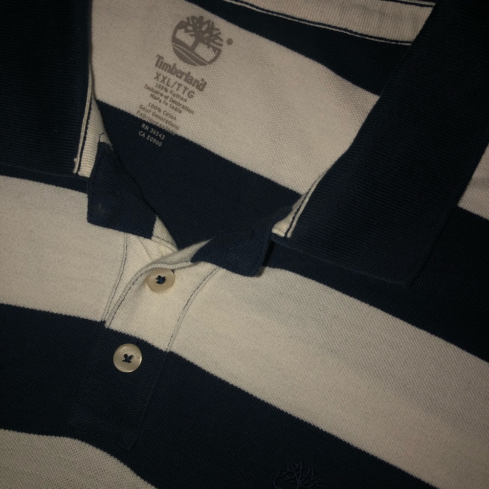 Men’s XL blue & white stripe polo shirt